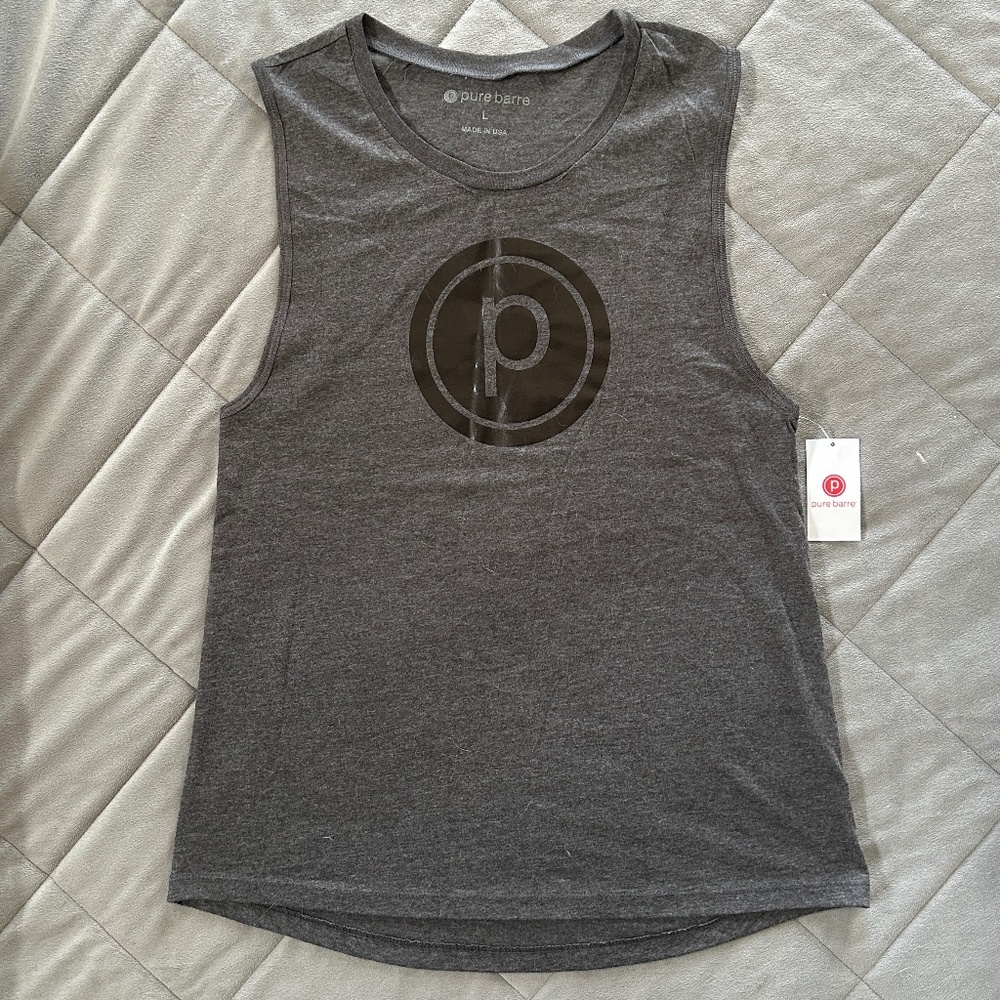 NWT - Pure Barre Tank, Charcoal w/ Circle P, Size L
